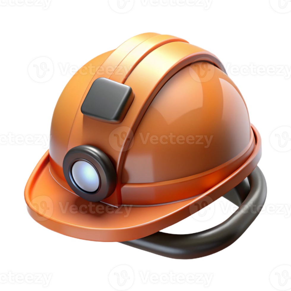 Orange Miner Helmet 3D Render png