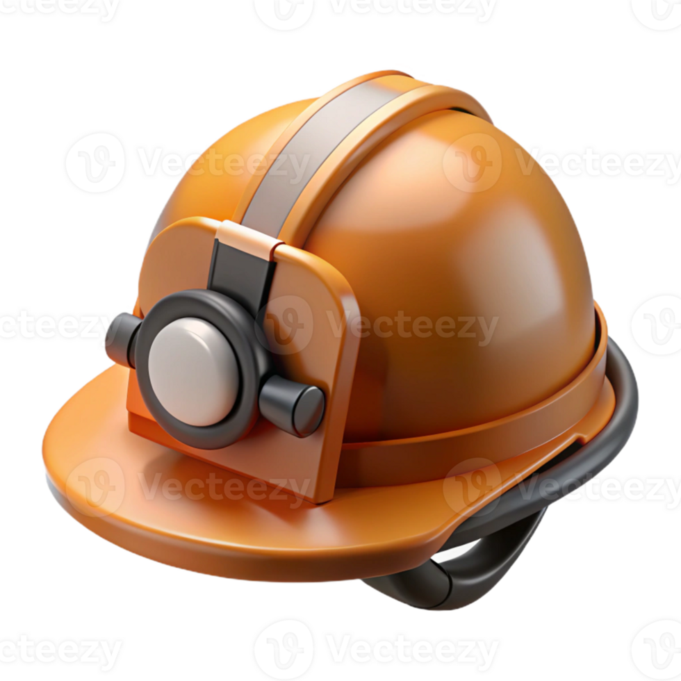 Orange Mining Helmet 3D Render png