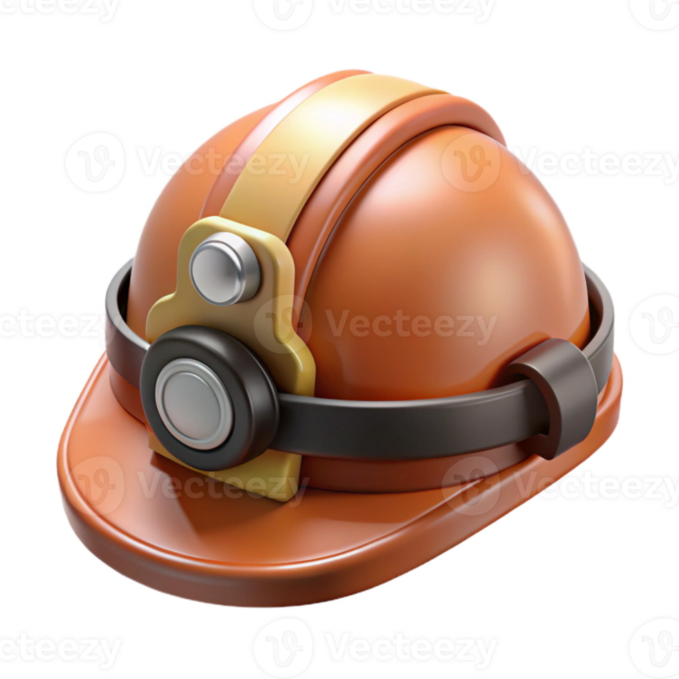 3D Render Orange Mining Helmet Illustration png