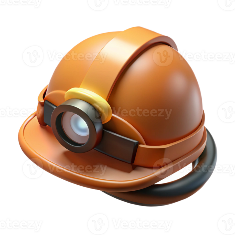 3D Model Orange Miner Helmet Illustration png