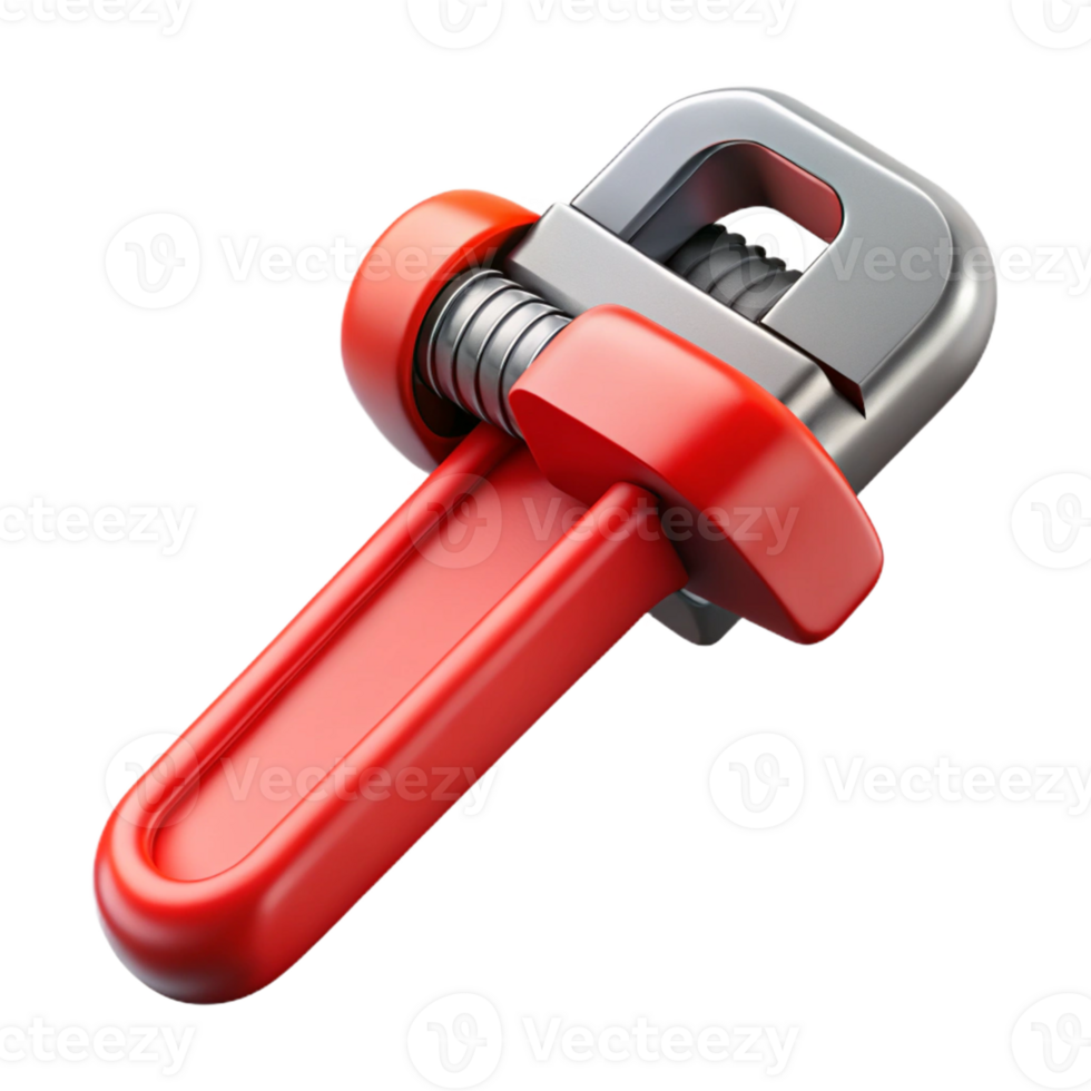 Red and Gray 3D Adjustable Wrench Illustration png