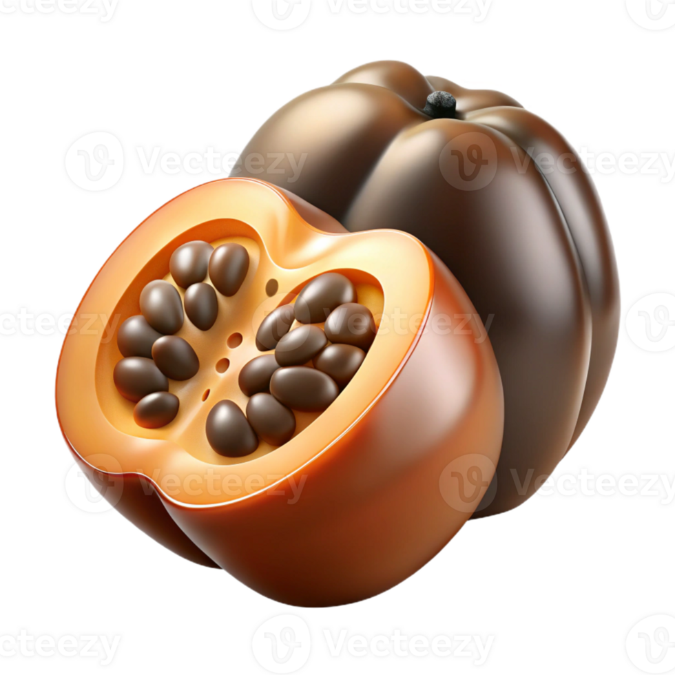 3D Render of Tropical Fruit Halved png