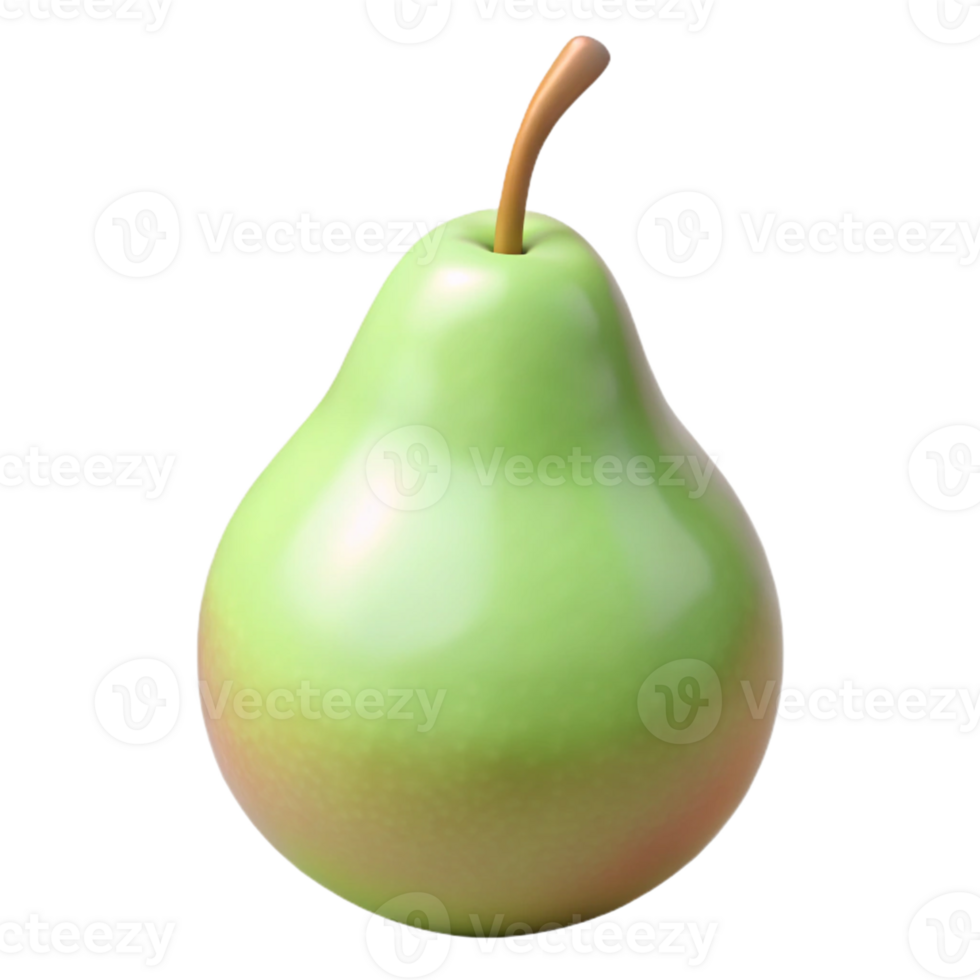 3D Render Green Pear Fruit Illustration png