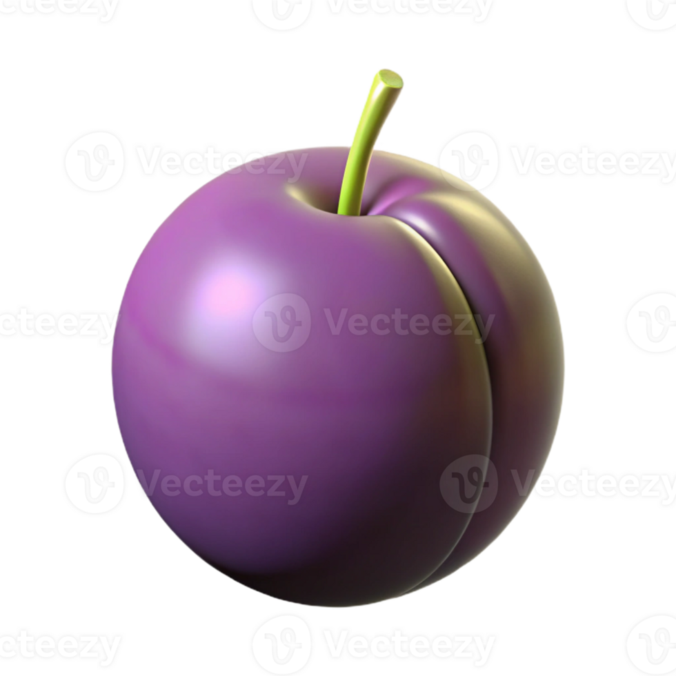 3D Render Purple Plum Fruit Illustration png
