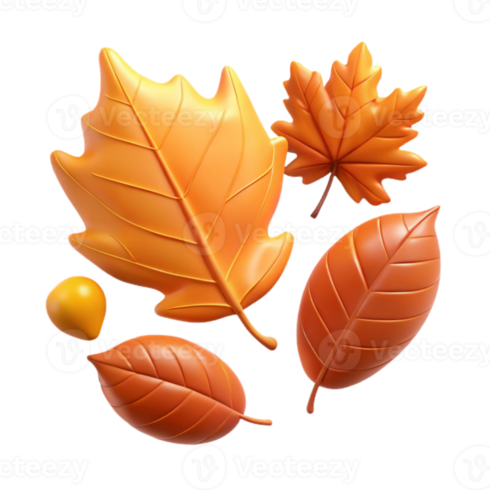 Autumn Leaves 3D Render png