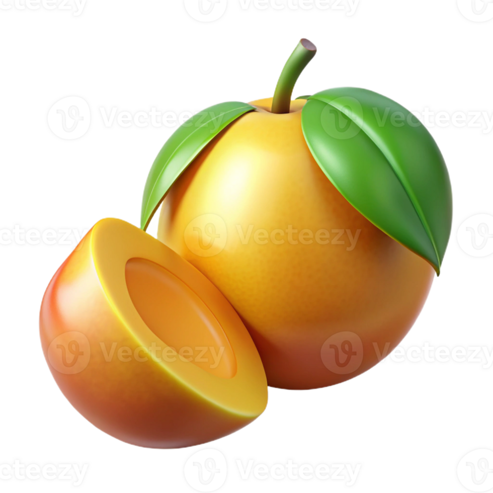 3D Render of Juicy Apricot png