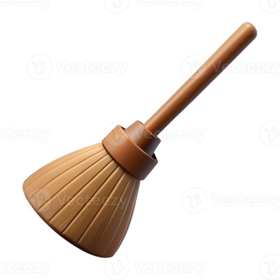 3D Render of a Wooden Broom png
