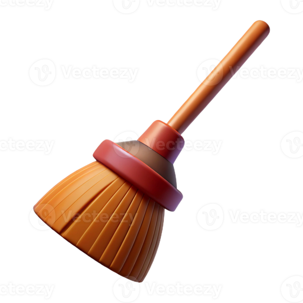 3D Render Orange Broom Illustration png