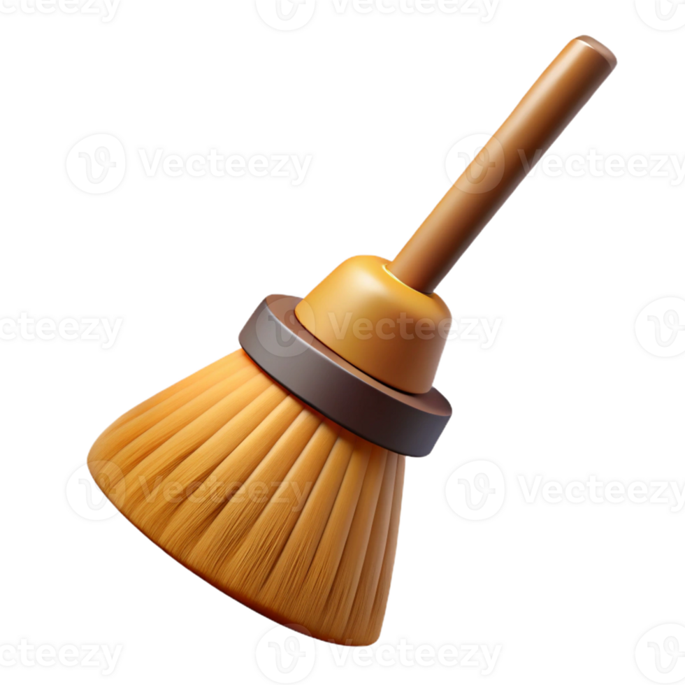 3D Broom Illustration, Cleaning Tool Render png