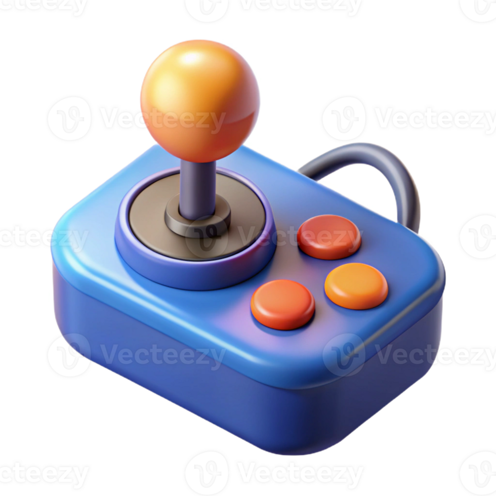 3D Render Retro Joystick Game Controller png