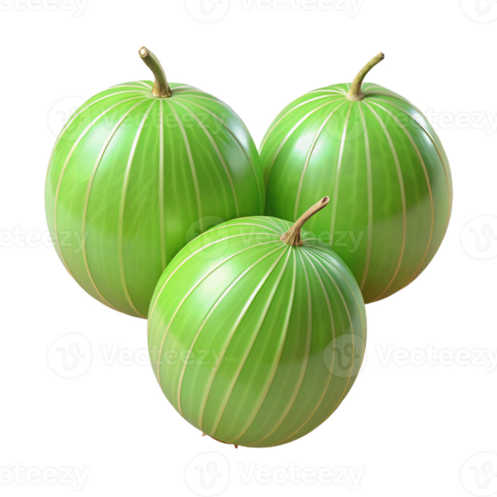 3D Green Fruit Illustration, Striped Berries png