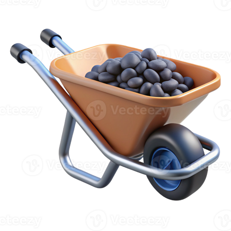 3D Render Wheelbarrow Stones png