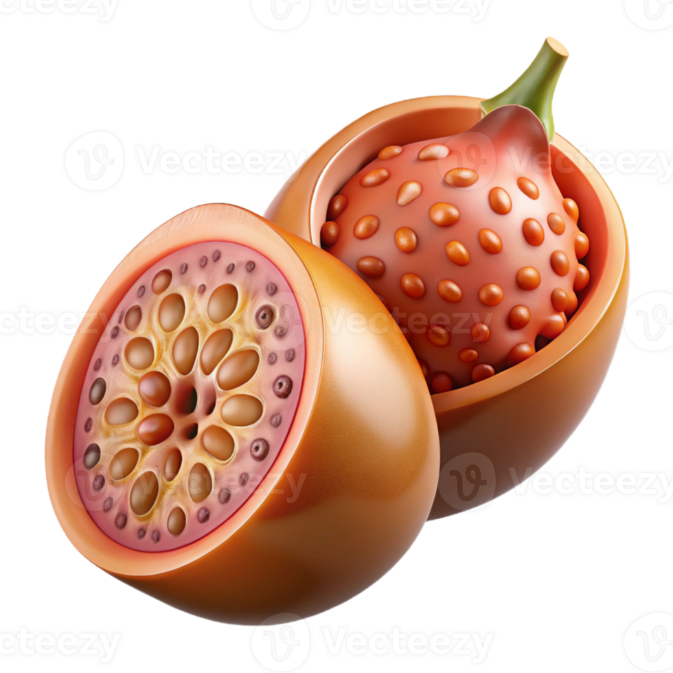 3D Render of Exotic Fruit Half png