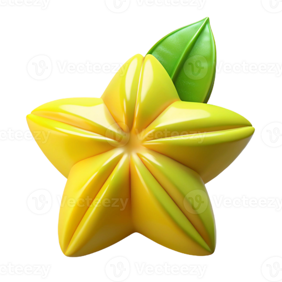 3D Star Fruit Illustration, Yellow Fruit png