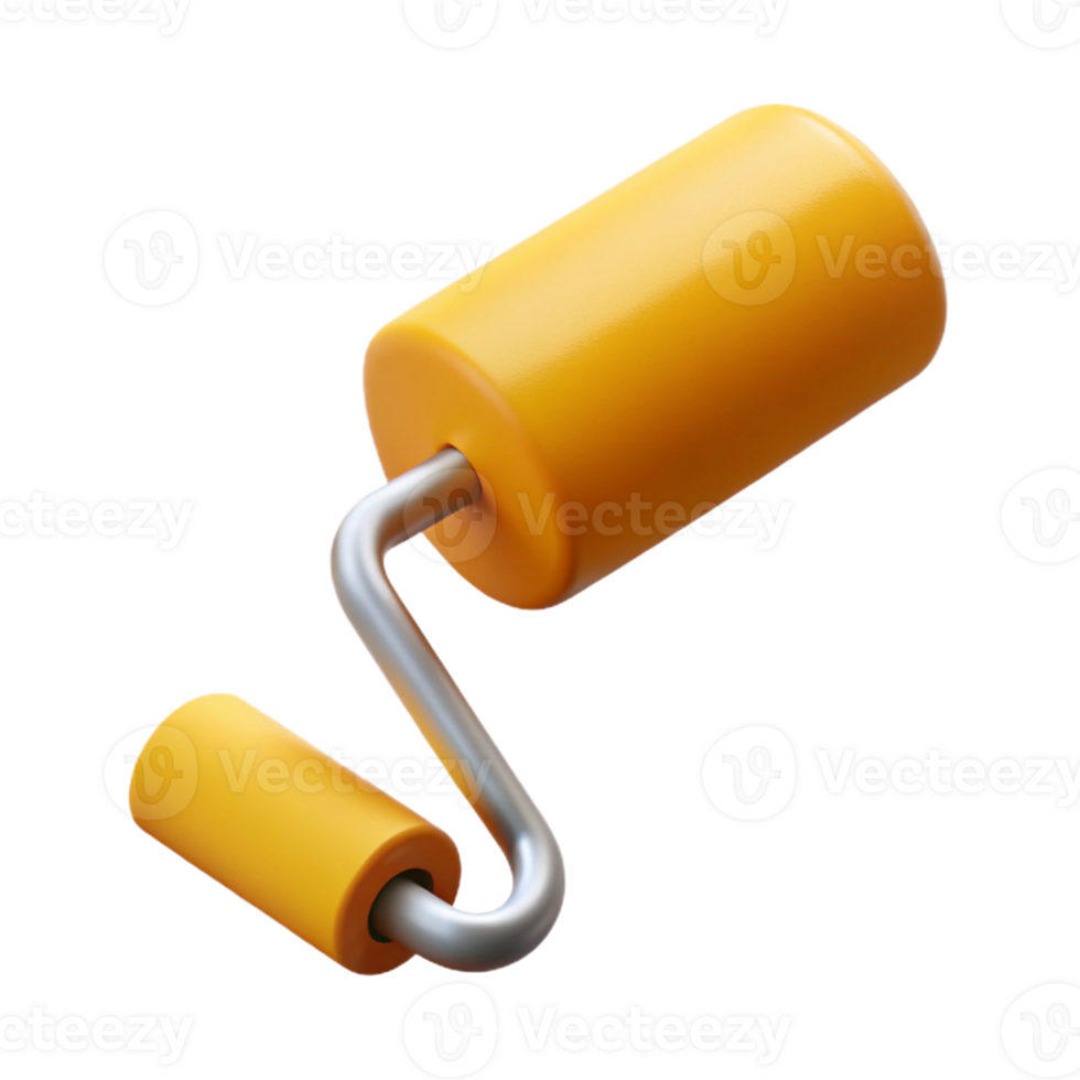 3D Render Yellow Paint Roller png