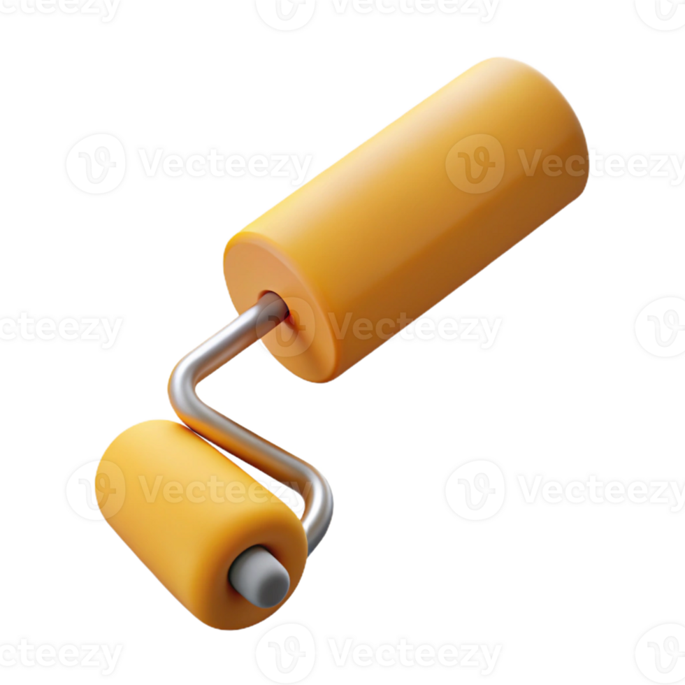 3D Render Orange Paint Roller png