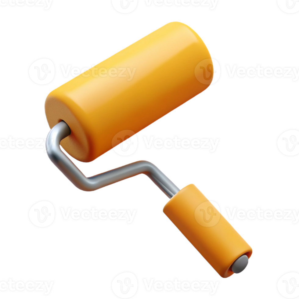 3D Render Orange Paint Roller png