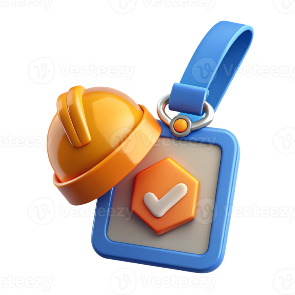 3D Render Safety Helmet and Check Mark Icon png