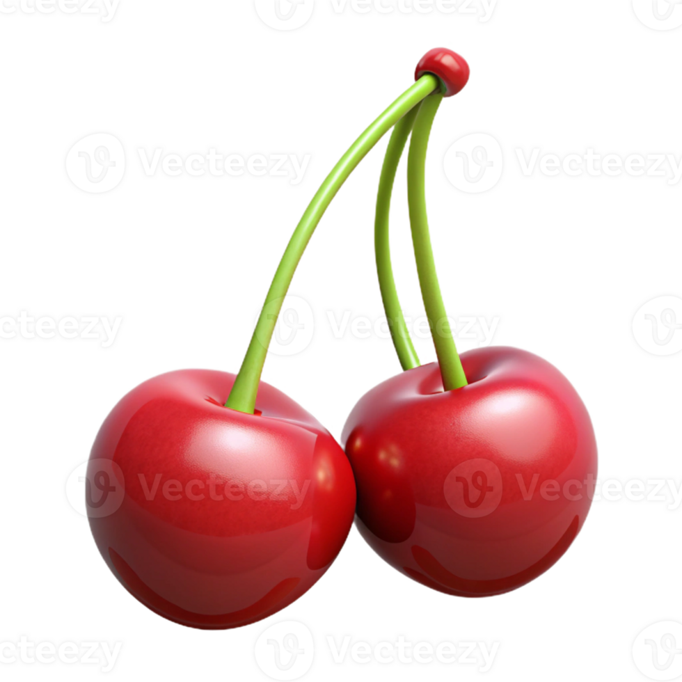 3D Render of Two Cherries png