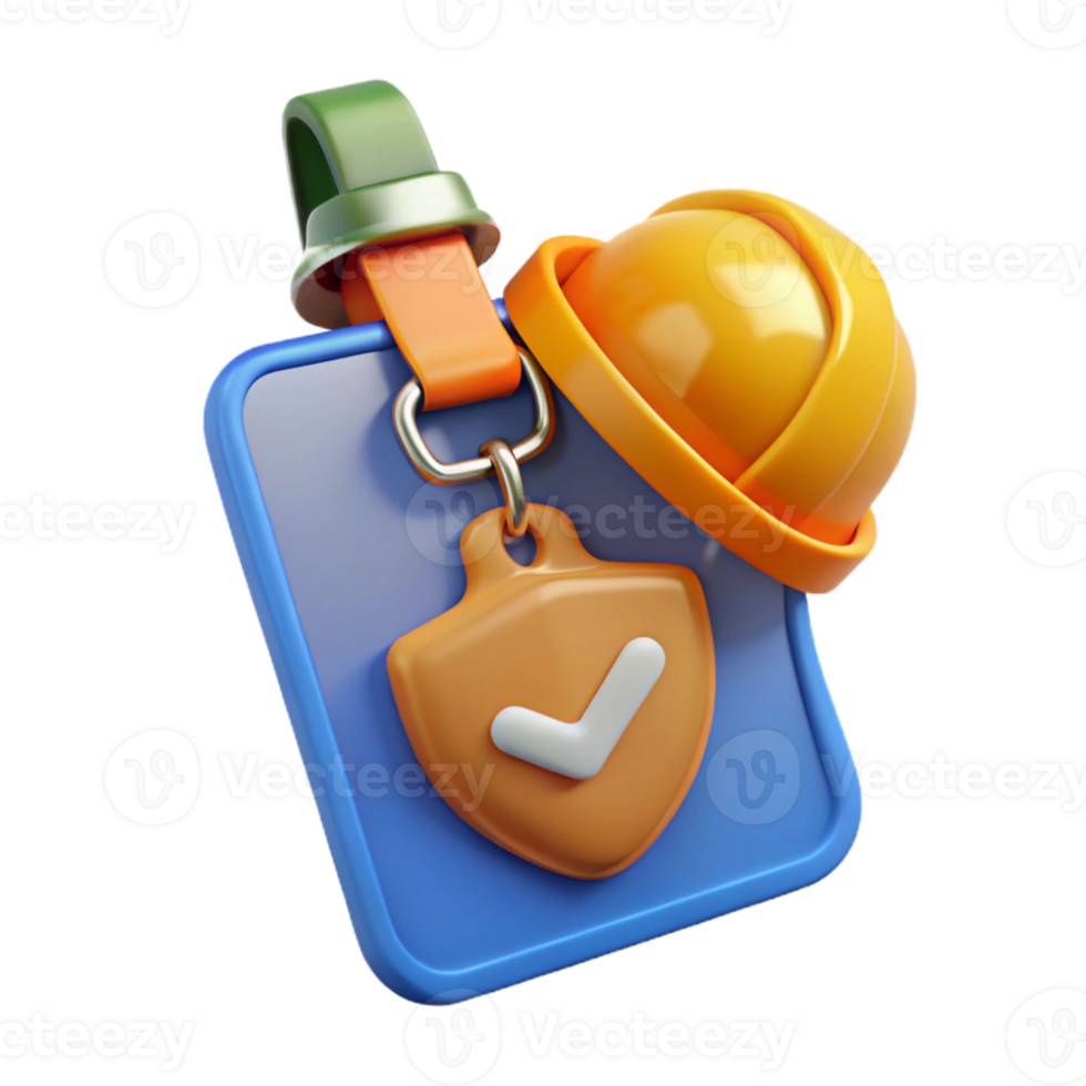 3D Render Safety Icon Helmet Check Mark png