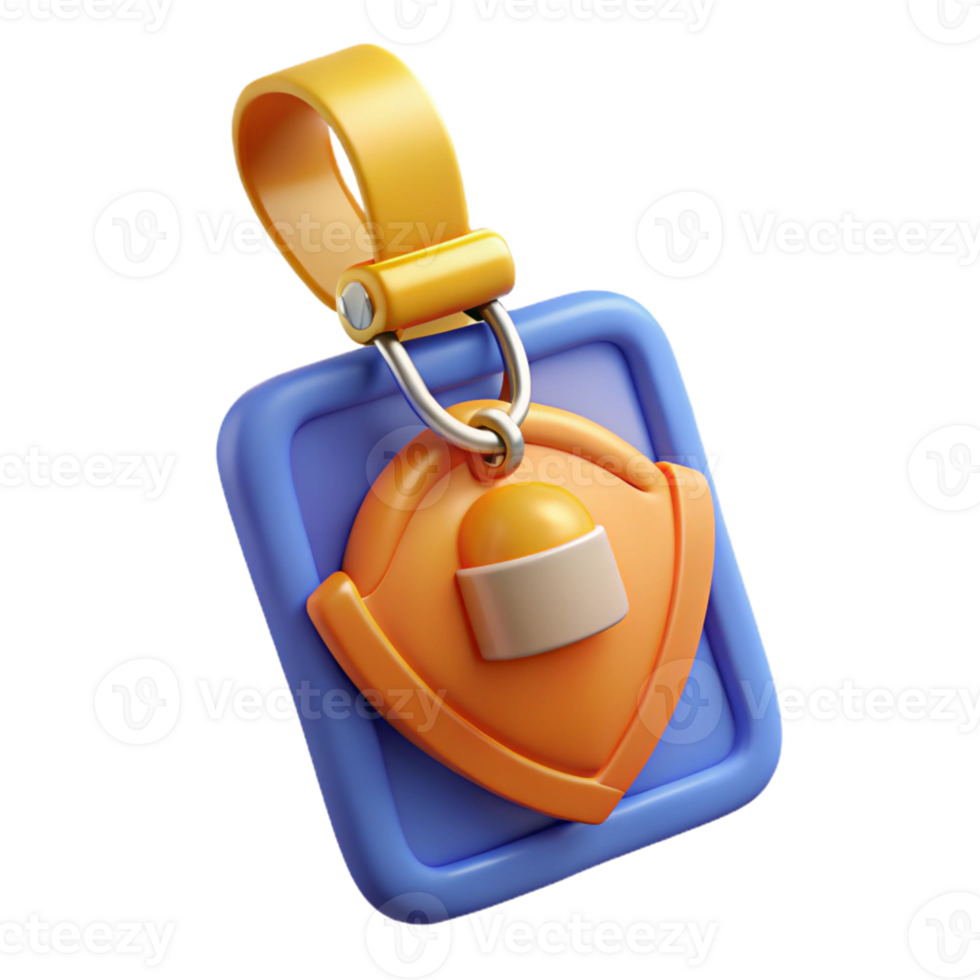 3D Render Orange Shield Badge Illustration png