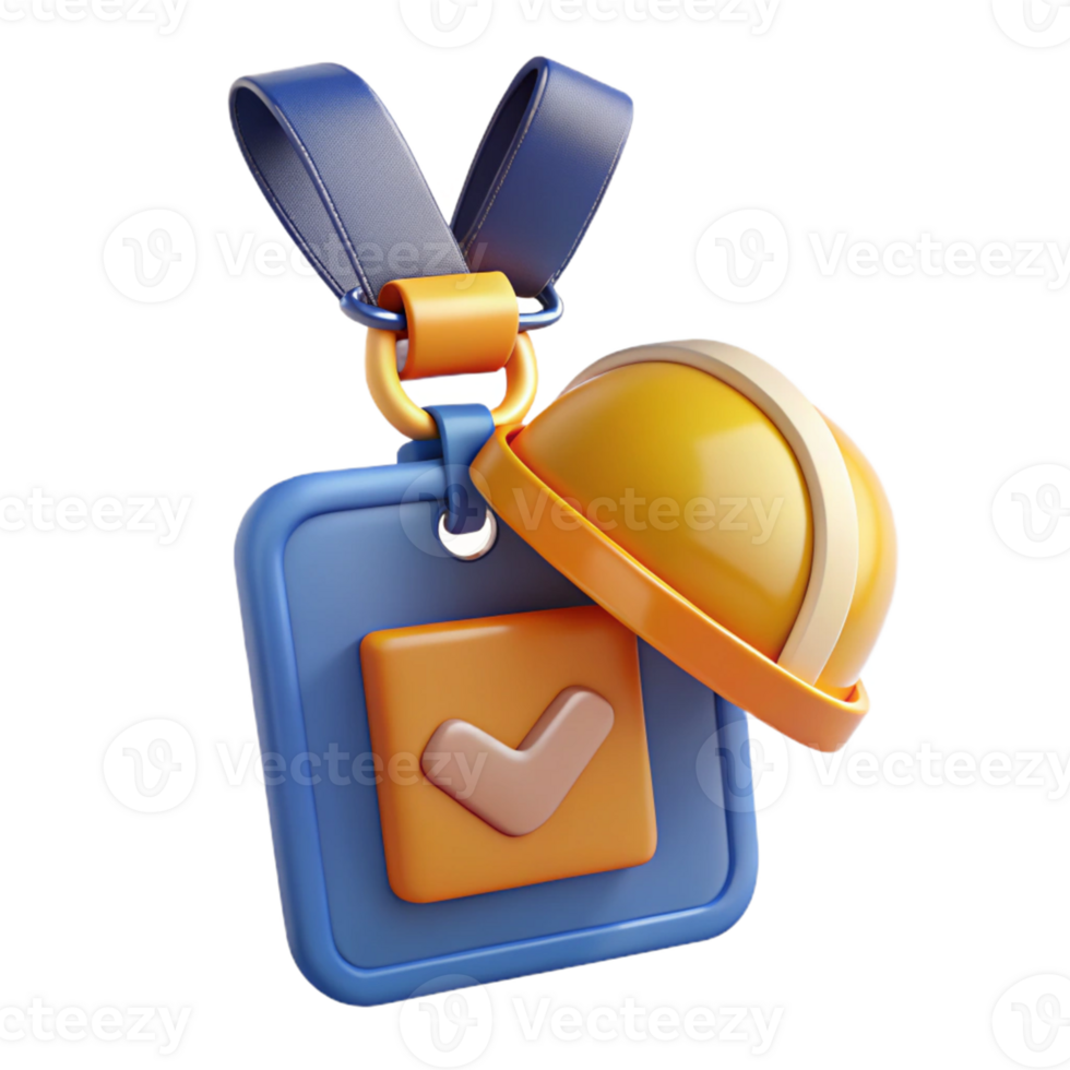 3D Render Safety Helmet and Check Mark Badge png
