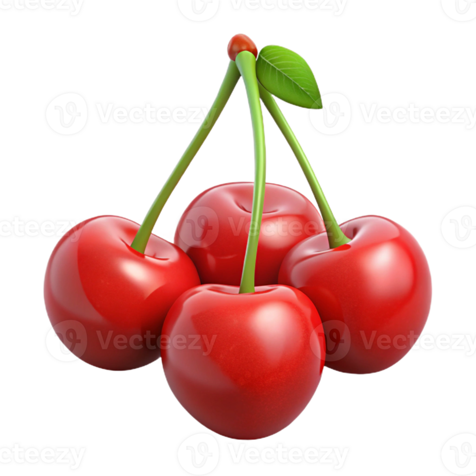 3D Render of Four Cherries png