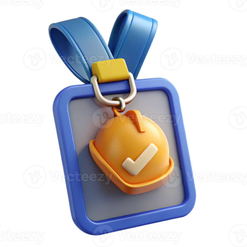 3D Render Safety Helmet Badge Illustration png