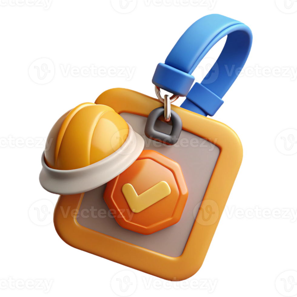 3D Render Safety Helmet and Checkmark Badge png