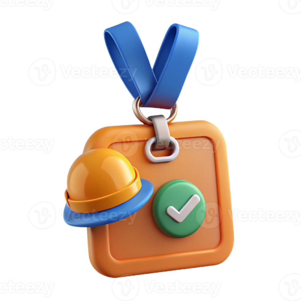 3D Render of Safety Helmet ID Badge png