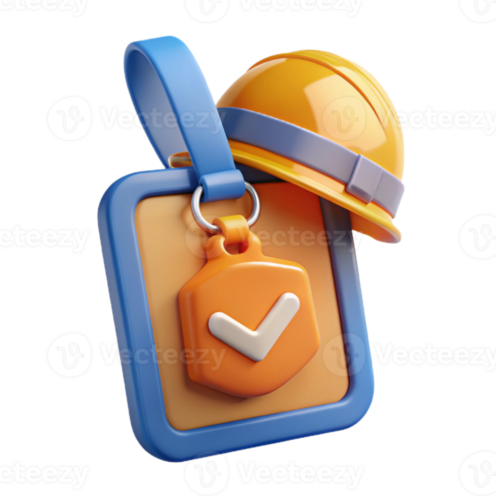3D Render Safety Check Icon with Hard Hat png