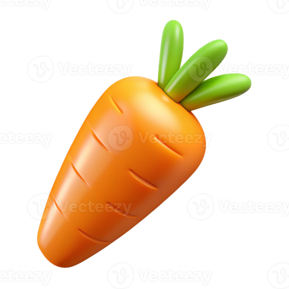 3D Render Cartoon Carrot Illustration png