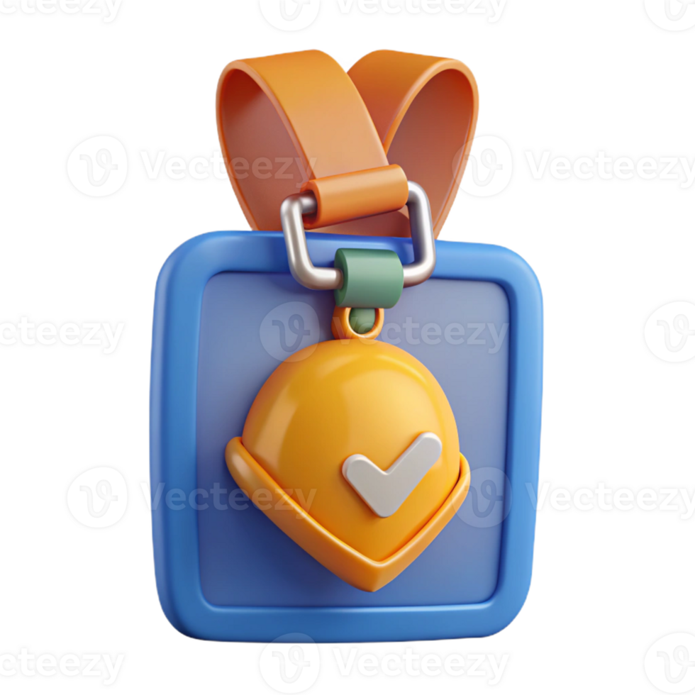 3D Render Yellow Helmet Icon Badge png