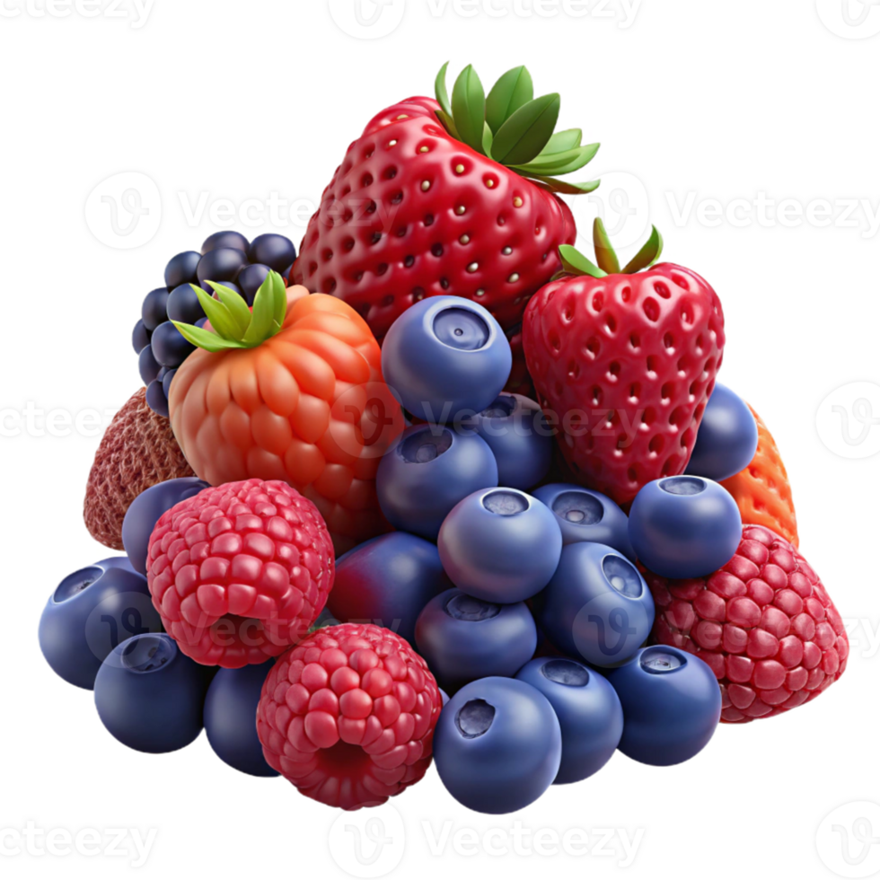 Vibrant Berry Blend 3D Illustration png