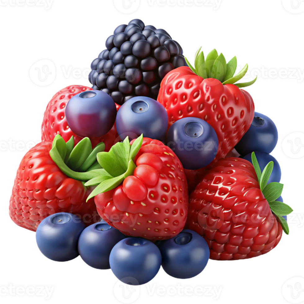 3D Render of Berries Mix png