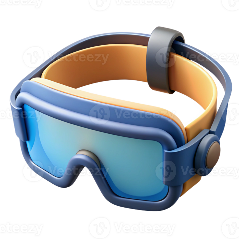 3D Render of Stylish Blue Goggles png
