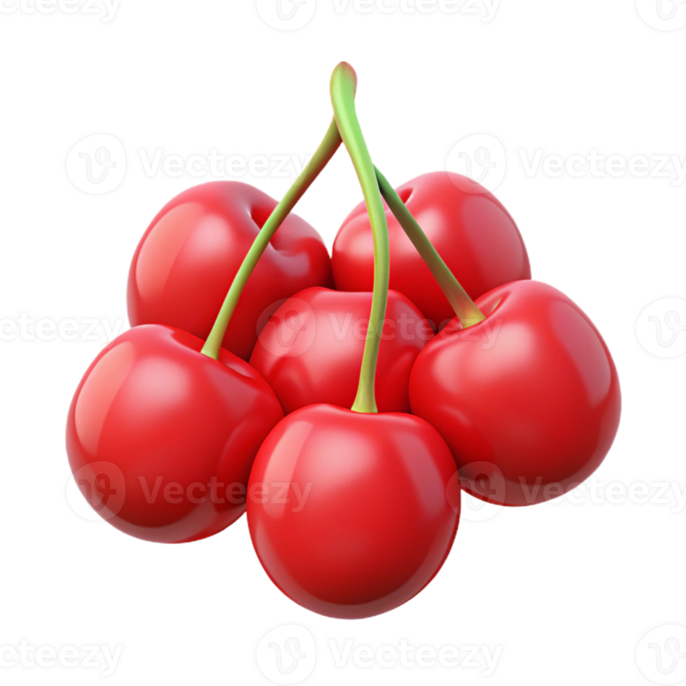 3D Render of Red Cherries png