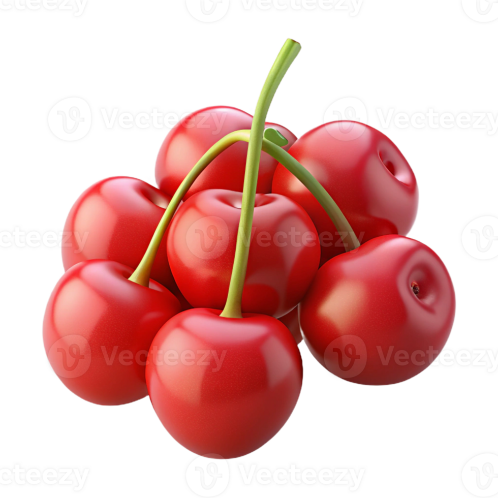 3D Render of Red Cherries png
