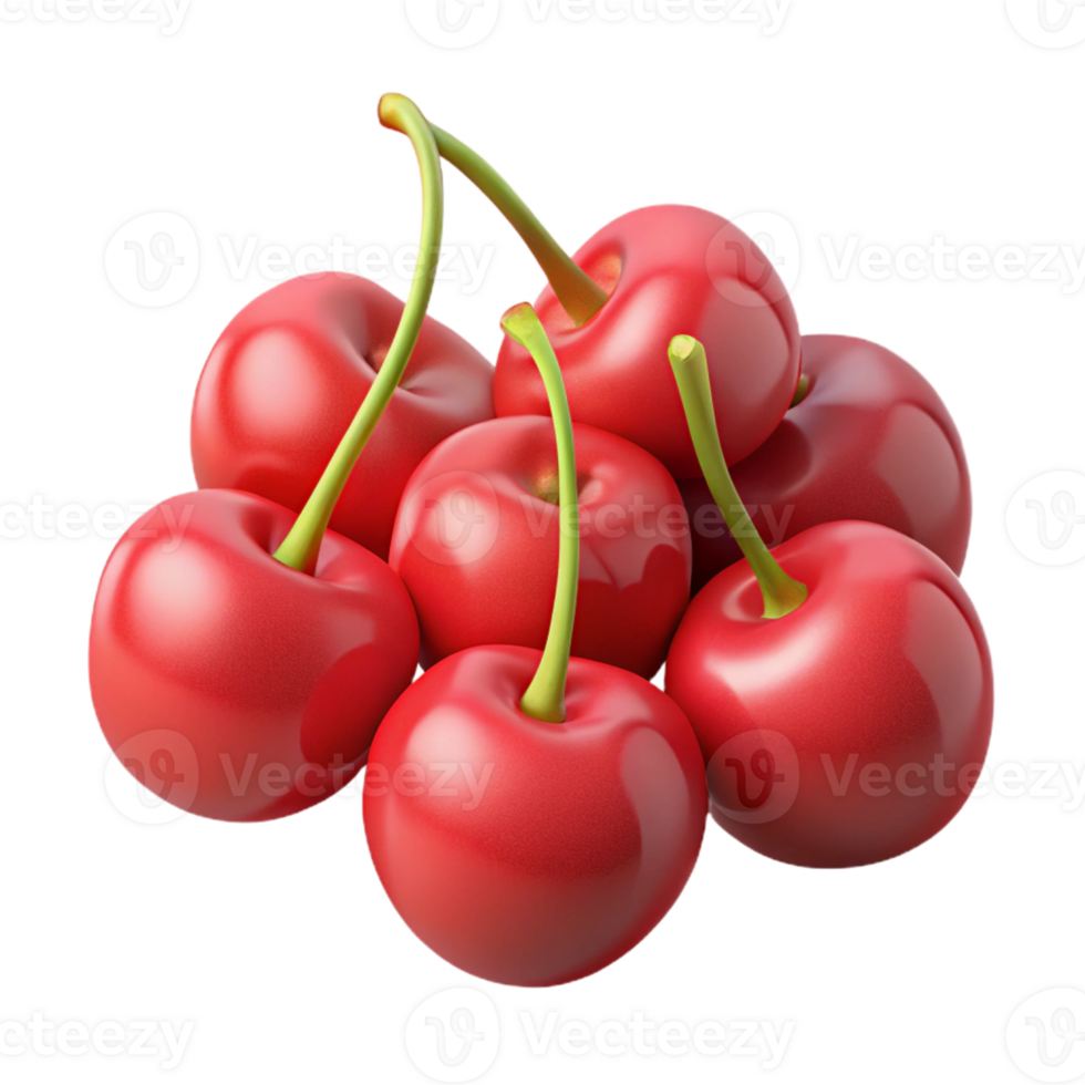 3D Render of Red Cherries png