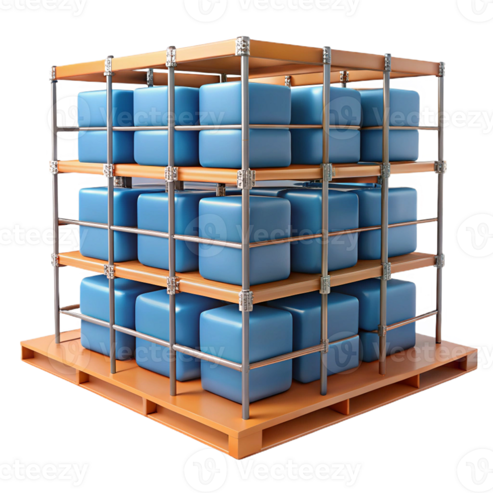 3D Render Stacked Cubes Crate Warehouse png