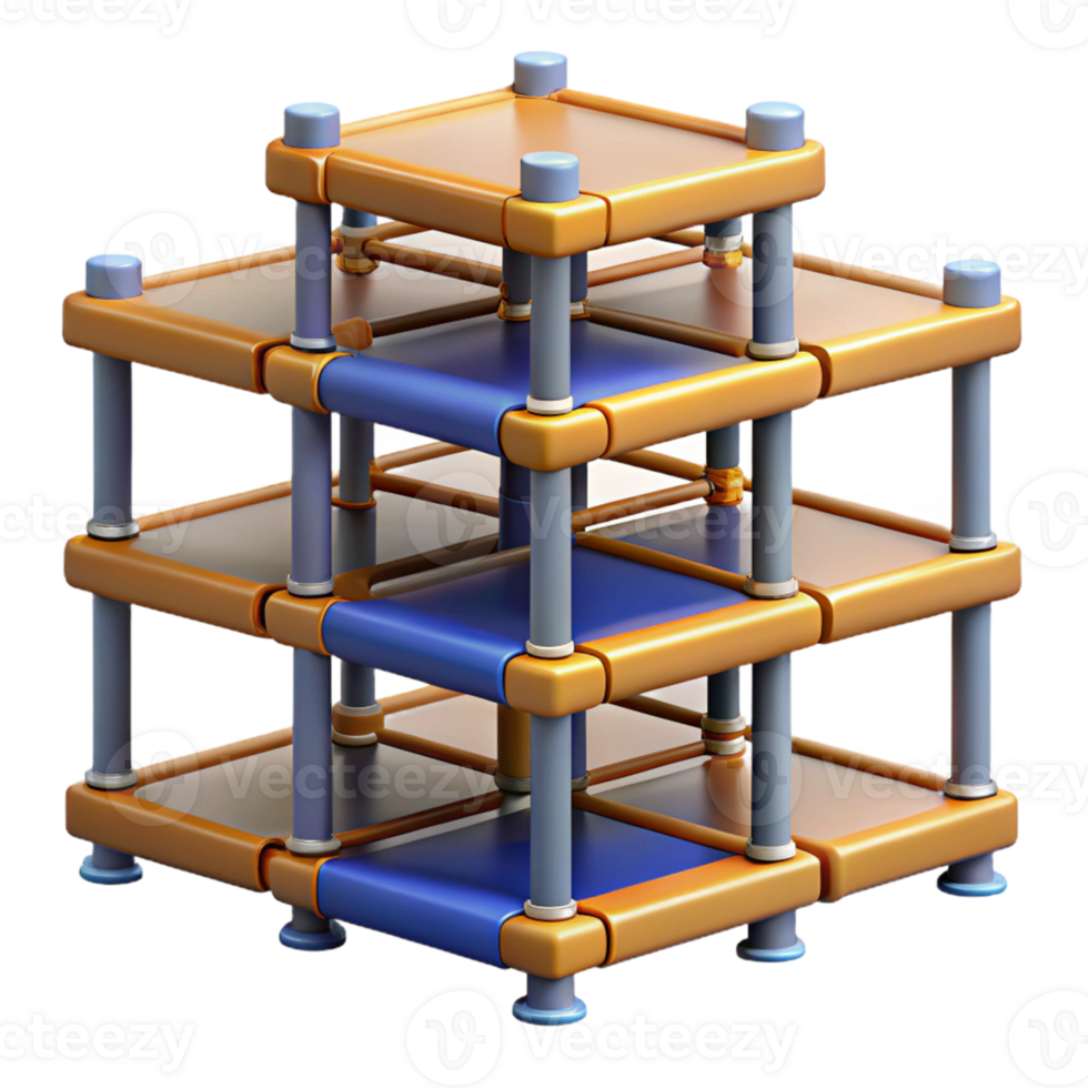 3D Render of Abstract Cube Structure png