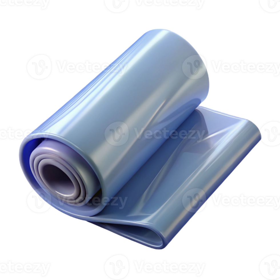 3D Render Rolled Blue Plastic Sheet png