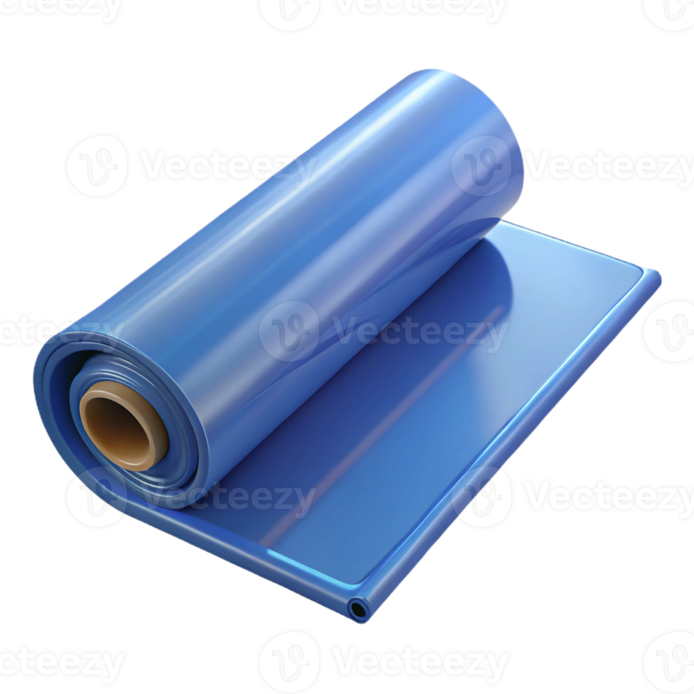 3D Render Blue Plastic Roll Film png