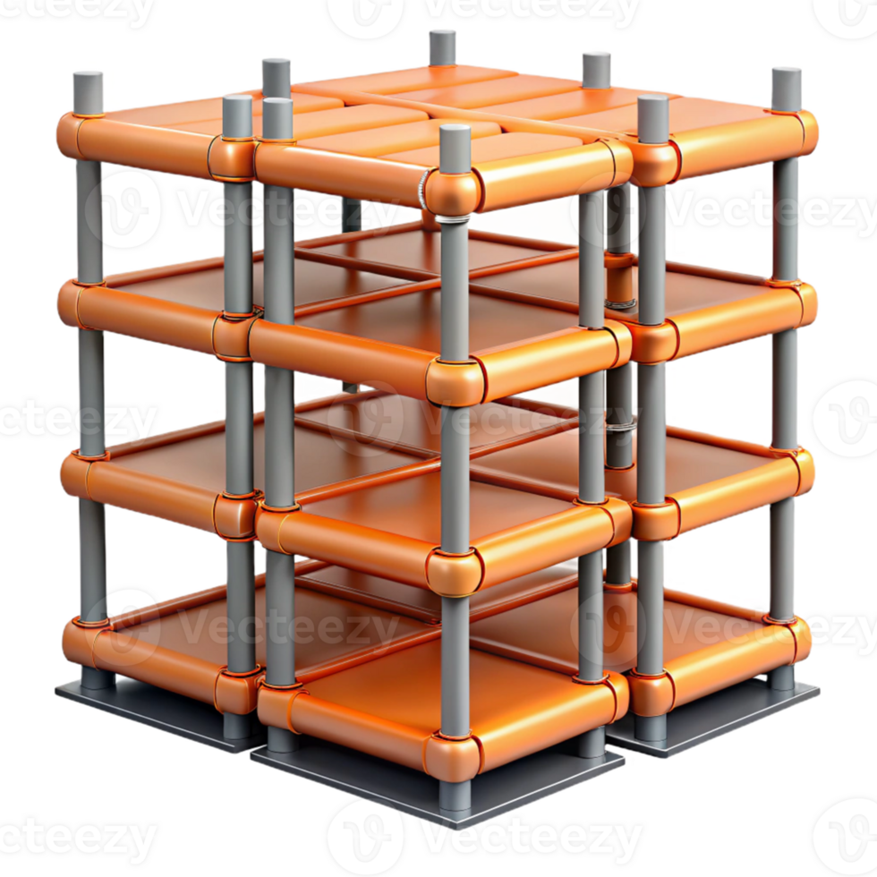 3D Render Orange and Gray Modular Structure png