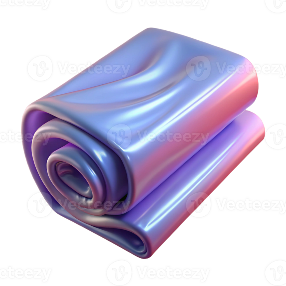 3D Render Purple Rolled Fabric Abstract png