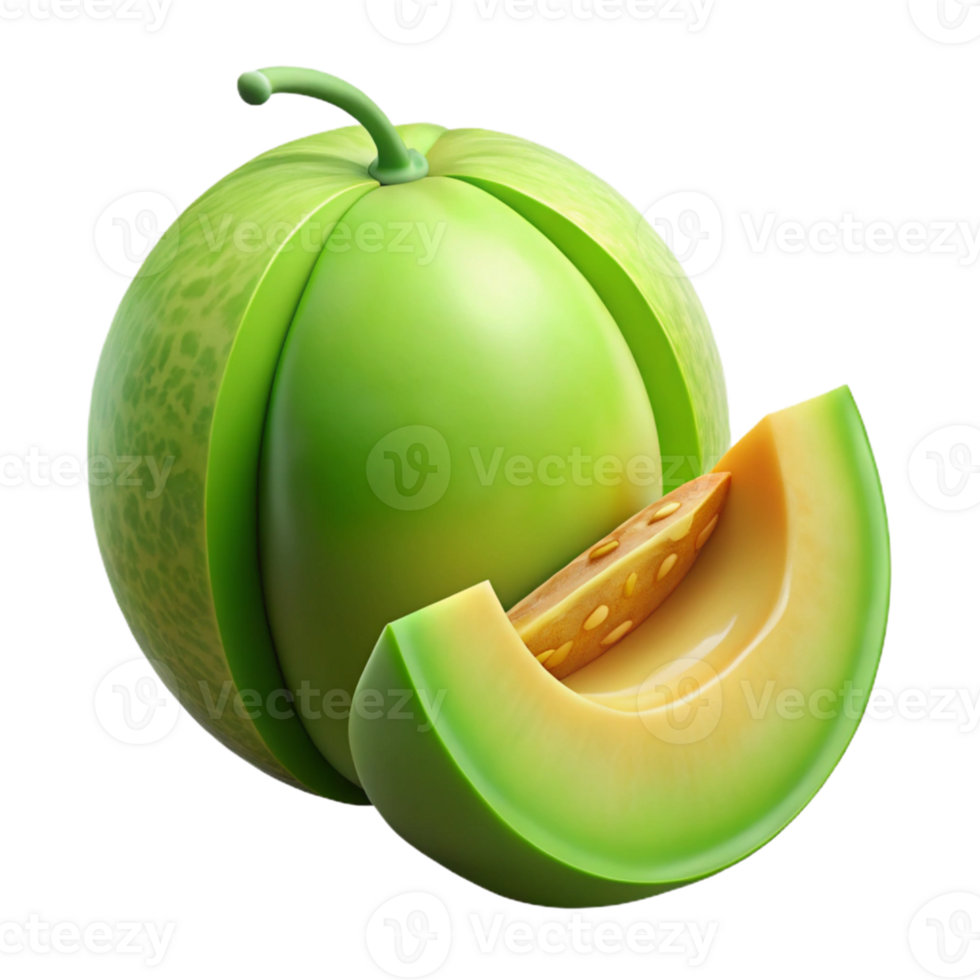 3D Render Green Melon Illustration png