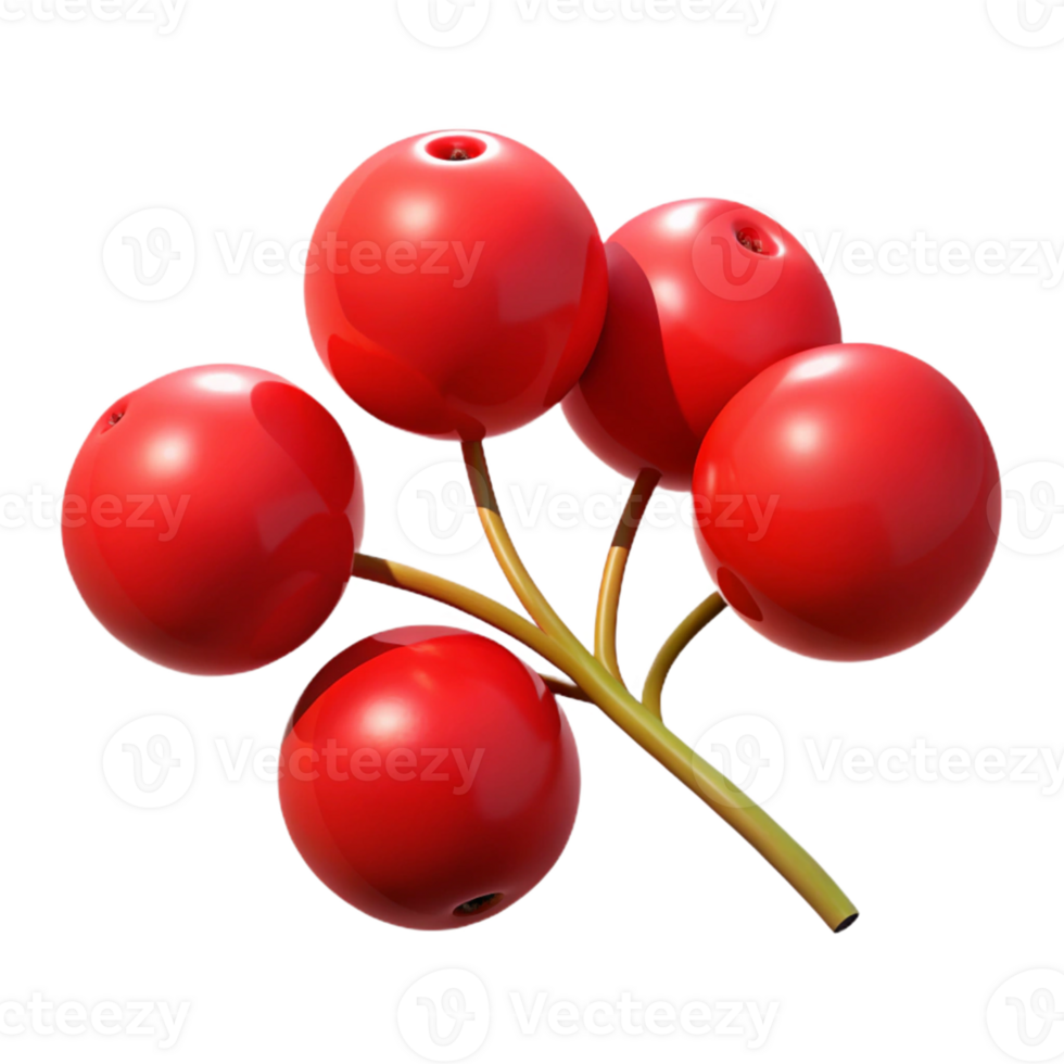 3D Red Berries Illustration png