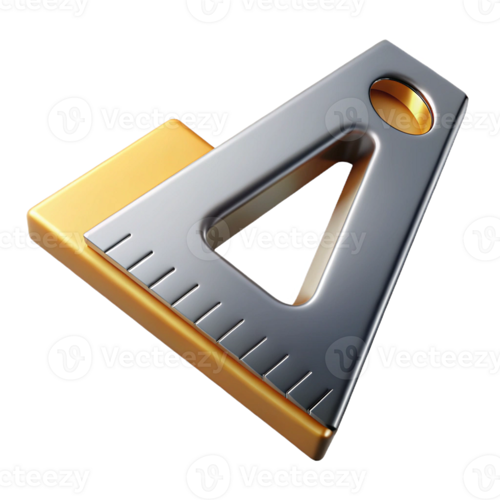 3D Render Gold and Silver Set Square Illustration png