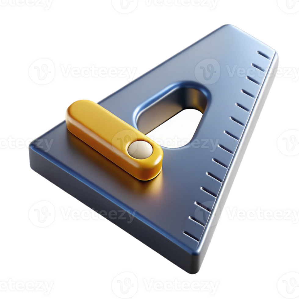 3D Render of a Blue and Gold Try Square png