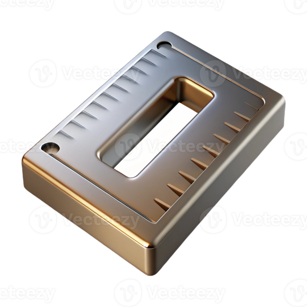 3D Render Metallic Rectangular Object png